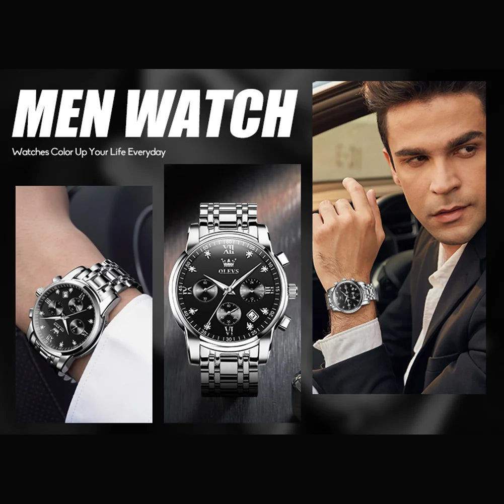 Blue Watches for Men  Watch Men Blue Face Luxury Watches for Men Gold and Silver Stainless Steel Men Watch Dress Waterproof Watch for Men