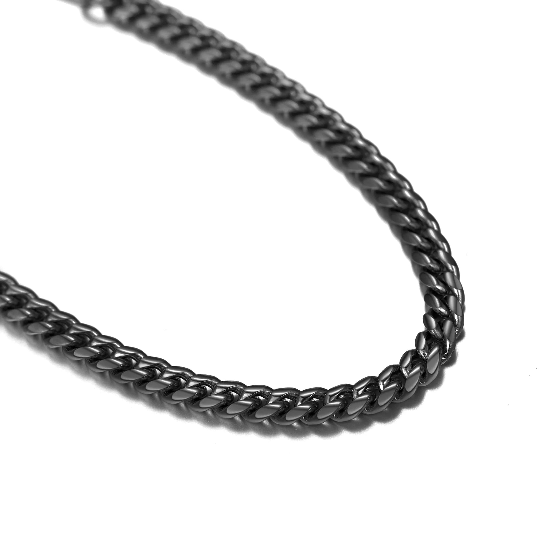 Cuban Link Black 4.8MM Wide Chain Bracelets Trendy Mens Women Jewelry Gift Adjustable, 16" Length